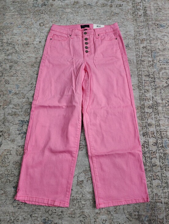Charter Club Denim - Womens Straight Leg Pants Pink Ankle Button Fly Stretch‎ Casual Charter Club 6